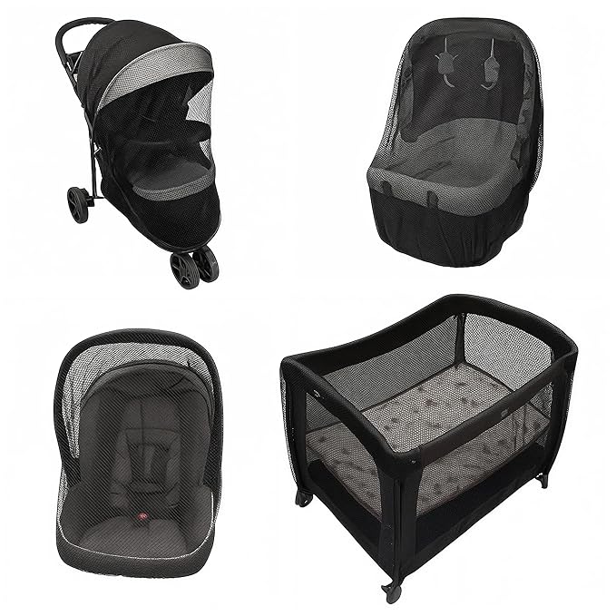 Enovoe Mosquito Net for Stroller - Bug Net for Stroller - Black Breathable Durable Polyester Mesh - Fits Strollers, Bassinets, Cradles, Playards - Pack N Plays Mini Cribs - Machine Washable-BubblyBeeBaby