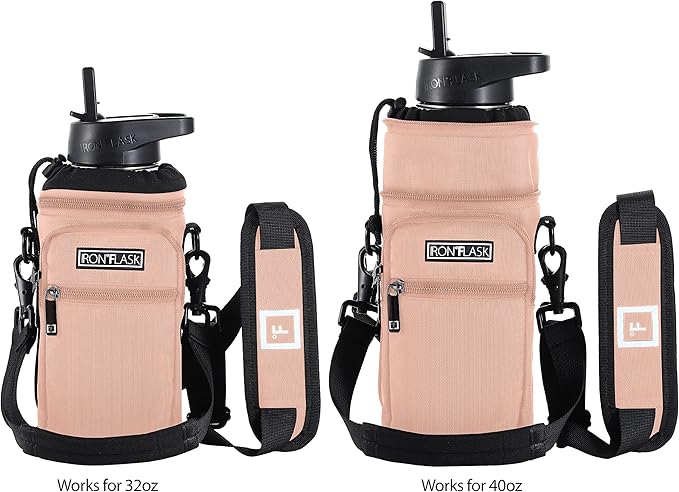 IRON °FLASK Carrier, Holder, Sleeve - Fits Insulated Stainless Steel Sports Water Bottle, Adjustable Shoulder Strap, Holder Bag Case Pouch Cover-BubblyBeeBaby