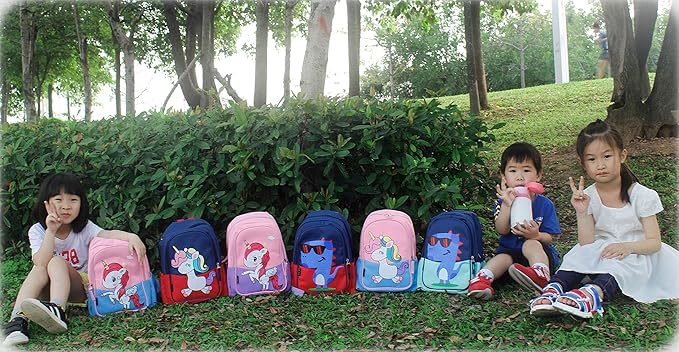 12 Inch Kids Small Toddler Preschool Travel Backpack Cute Cartoon Daypack (Unicorn Pink and Purple)-BubblyBeeBaby