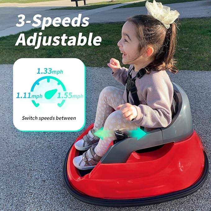 12V Kids Electric Bumper Car, Baby Bumper Car for Toddlers w/Remote Control, 360° Spinning - Red-BubblyBeeBaby
