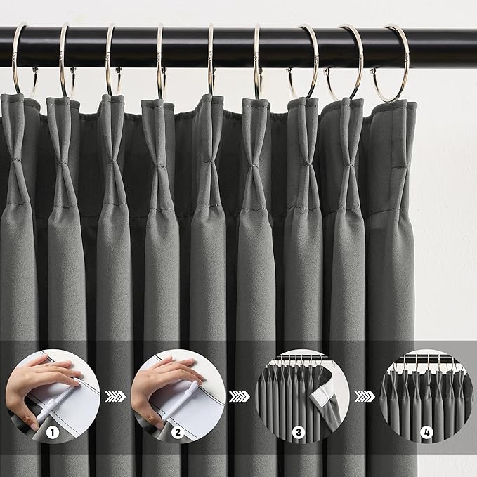 KEQIAOSUOCAI Grey Sliding Glass Door Curtains 2 Panels,80 Inch Wide Patio Door Curtain Panels, Thermal Insulated Black Out Wide Draperies for Living Room 80W x 96L Floor to Ceiling 8 ft Length-BubblyBeeBaby