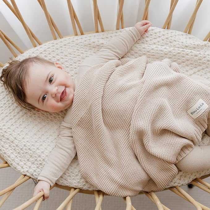 Heritage Knit 100% Organic Cotton Baby Swaddle Blanket for Boys and Girls - Soft Warm Cozy Unisex Receiving Cuddle Crib Blanket for Newborns, Infants & Toddlers (Hunter Green, 0-2 Years)-BubblyBeeBaby