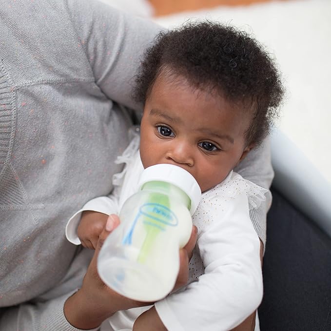 Dr. Brown's Natural Flow Anti-Colic Options+ Wide-Neck Baby Bottles 5 oz/150 mL,with Level 1 Slow Flow Nipple,4 Pack,0m+-BubblyBeeBaby