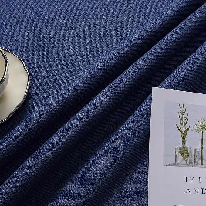 Joydeco Faux Linen Blackout Curtains for Bedroom,Blue Blackout Curtains 72 inches Long,100% Blackout Solid Thermal Insulated Window Drapes Luxury Decor for Living Room（W52xL72 Inch,Twilight Blue）-BubblyBeeBaby