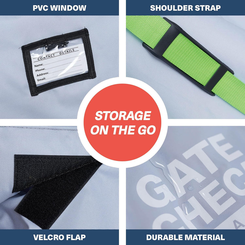 Bramble 45" Large Gate Check Stroller Bag for Airplane - Universal Fit, Drawstring Closure, ID, Padded Adjustable Strap - Baby Buggy Stroller Travel Bag for Airplane Travel