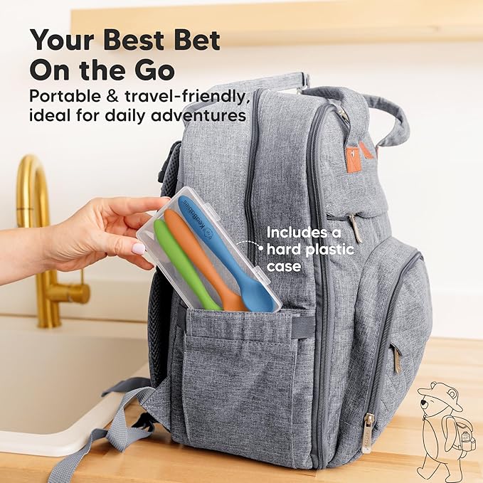 KeaBabies Silicone Baby Spoons, Self Feeding 6-12 months - 3-Pack Baby Weaning Eating Utensils, Toddler First Food Training Spoon, Infant, Kids Feeding Supplies Essential Set, Dishwasher-safe (Kea)-BubblyBeeBaby