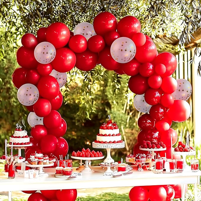 JOYIN 150 Pcs Red Balloons, Different Sizes 18 12 10 5 Inch Red Latex Balloon Arch Kit with Instruction for Birthday Party Decoration Graduation Wedding Holiday-BubblyBeeBaby