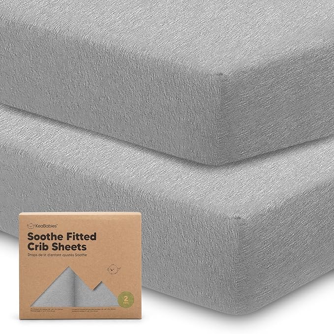 KeaBabies 2-Pack Organic Crib Sheets for Boys, Girls - 52x28 Fitted Crib Mattress Sheet Neutral, Breathable Jersey Cotton Cover for Baby Bed, Toddler Mattress, Soft & Cute Prints (Storm)-BubblyBeeBaby
