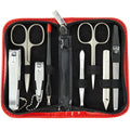 3 Swords Germany – brand quality 8 piece manicure pedicure grooming kit set for professional nail care with synthetic leather case red - Made in Germany