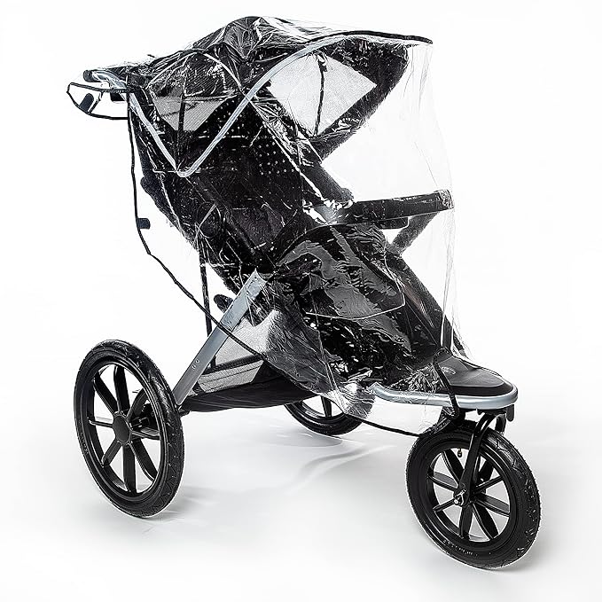 Graco Baby Jogging Stroller Universal Rain Cover, Ventilated Weather Shield, Waterproof, Windproof, Versatile Size to Fit Most Jogging Strollers, Vinyl, Clear, Plastic-BubblyBeeBaby