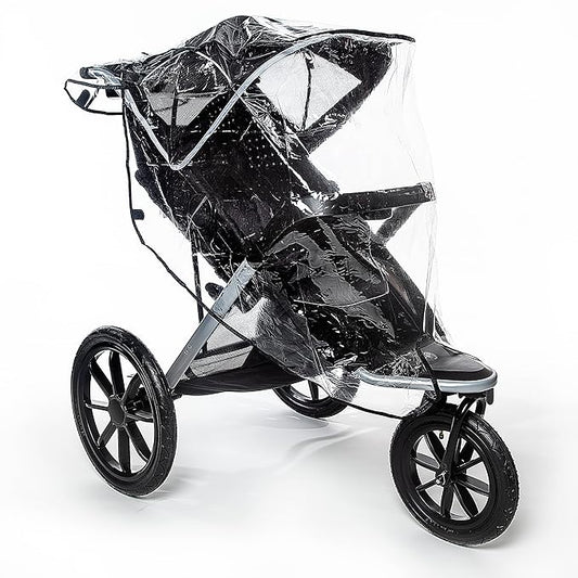 Graco Baby Jogging Stroller Universal Rain Cover, Ventilated Weather Shield, Waterproof, Windproof, Versatile Size to Fit Most Jogging Strollers, Vinyl, Clear, Plastic-BubblyBeeBaby