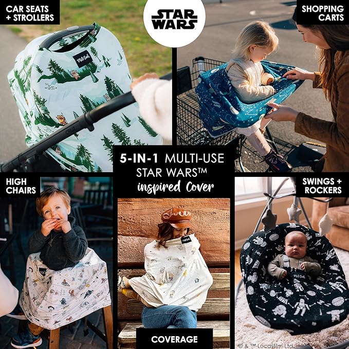 Milk Snob Star Wars Original 5-in-1 Cover - Nursing Cover for Breastfeeding - Baby Car Seat Cover, Carseat Canopy & Stroller - Essential All-in-One Cover - Gift for Mom, Baby (Endor Escape)-BubblyBeeBaby