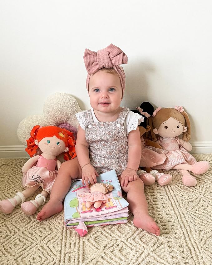 Interactive Sensory Soft Cloth Book, Educational Crinkle Quiet Activity Busy Book for Babies,Toddler Travel Toy Gift for 1-3 Year Old Boys and Girls (A Berry Special Day)-Tanned-BubblyBeeBaby