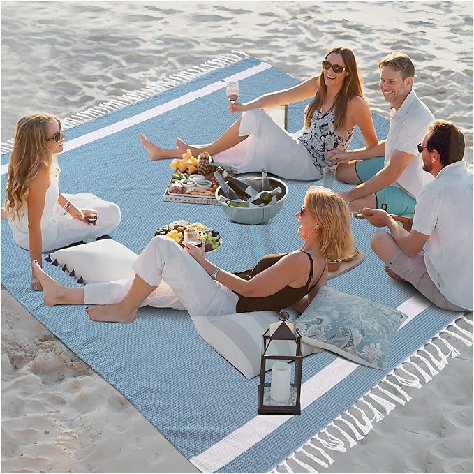 Jumbo Turkish Beach Towel Blanket Picnic Ourtdoor Mat Oversized Sandproof Fast Dry Thin Extra Large Xl Big Huge Compact Soft Cotton Neutral Cute Summer Vacation Gifts Travel Essential Cruise Ship Item-BubblyBeeBaby
