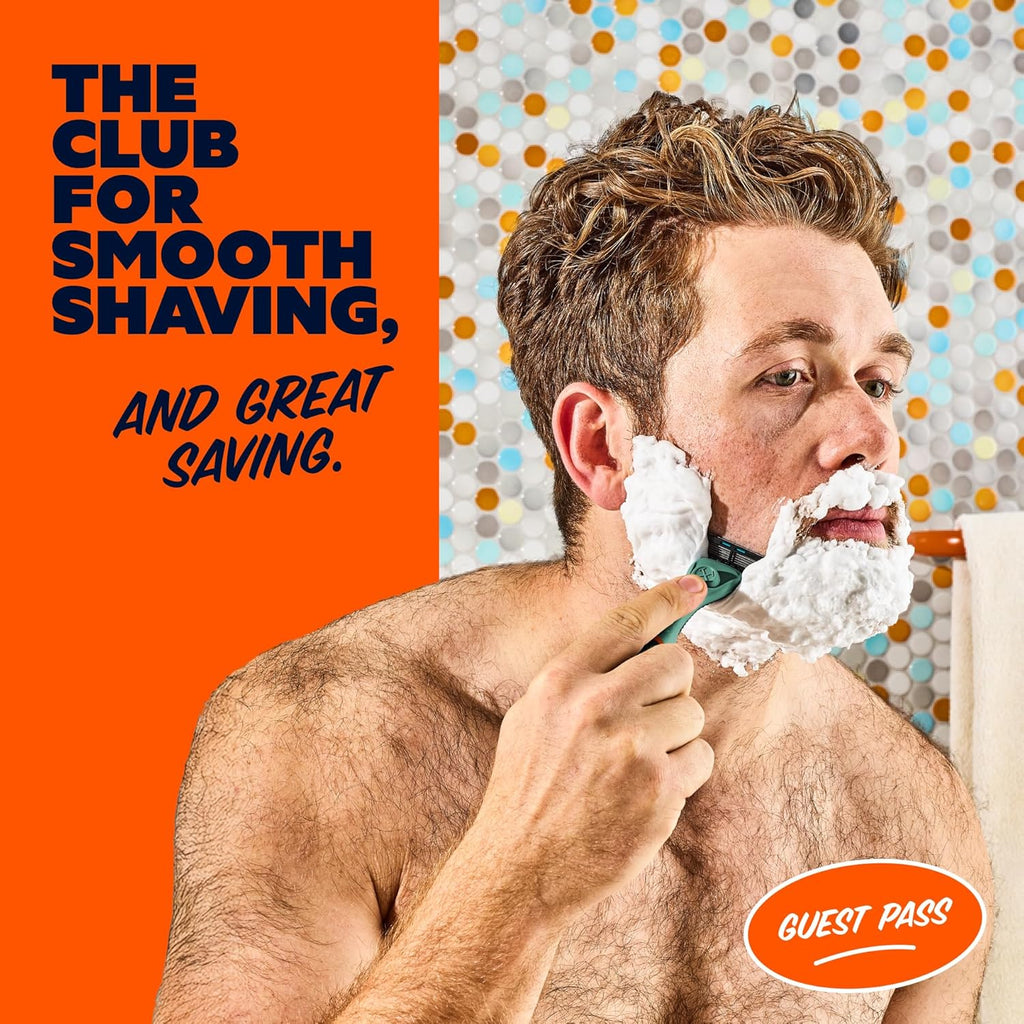Dollar Shave Club | The Guest Pass Shave Set | 2 Swift Rinse Refill Cartridges, 1 Handle (Green), 1 Razor Cover, Razors for Men