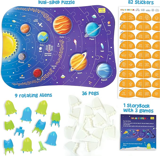 Imagimake Mapology Solar System for Kids | Educational Toys for Kids 5-7 | Space Toys | Puzzles for Kids Ages 4-8 | Planet Puzzles for Kids Ages 4-8 | Birthday and Christmas Gift for Boy & Girls-BubblyBeeBaby