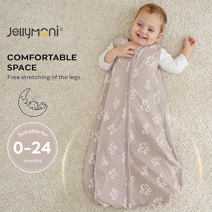 JELLYMONI Baby Sleep Sack 18-24 Months, 100% Cotton 3 Pack 0.5 TOG Baby Wearable Blanket Infant Sleep Sack with 2-Way Zipper Newborn Sleep Sacks-BubblyBeeBaby