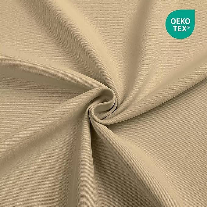 Joydeco Blackout Curtains 108 Inches Long, Thermal Insulated Black Out Curtains 2 Panels Set, Room Darkening Drapes for Living Room Window Rod Pocket Back Tab (W52 x L108 Inch, Beige)-BubblyBeeBaby