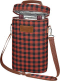 Tirrinia 2 Bottle Wine Gift Tote Carrier - Leakproof & Insulated Padded Versatile Cooler Bag for Travel, BYOB Restaurant, Tasting, Party, Dinner - Gift for Lovers, Red Checker