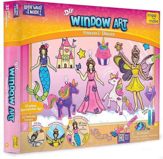 Imagimake Window Art Princess & Unicorn | Suncatcher Kit | Unicorn Toys for Girls Age 5-8 | Craft Kits for Ages 8-12 | Gifts for 5 Year Old Girls | Princess Toys-BubblyBeeBaby