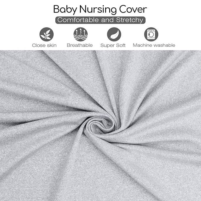 Nursing Cover & Baby Nursing Poncho,Multi Use Breastfeeding Cover for CarSeat Canopy, High Seat Cover, Stroller Cover, Shopping Cart Cover,Nursing Scarf for Boy and Girl by Kefee Kol (Grey)-BubblyBeeBaby