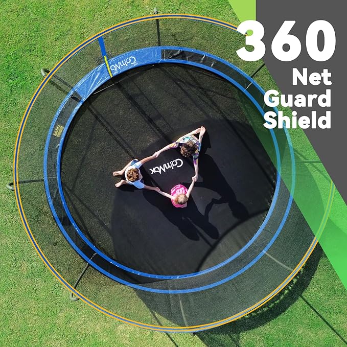 14FT 12FT 10FT 16FT Trampoline with Safety Enclosure, Anti-Rust Coating – ASTM Certified, Heavy-Duty Outdoor Trampoline with Ladder – for Kids & Adults-BubblyBeeBaby