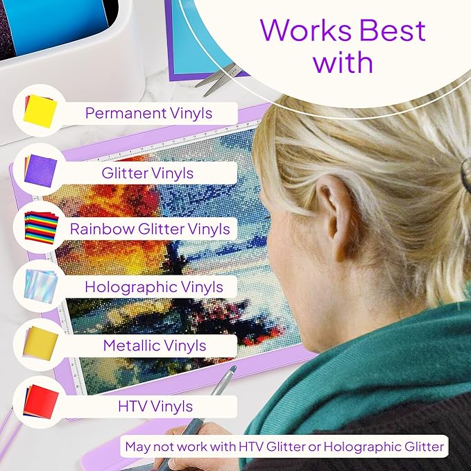 iVyne Rechargeable A4 Light Pad for Tracing & Weeding - LED Light Board for Weeding Vinyl - for Cricut Vinyl Weeding Tools - Ultra-Thin & Portable - Perfect for Artists & Crafters - Purple-BubblyBeeBaby