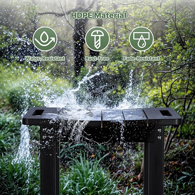 HDPE Shower Bench Seat Capacity 300LB, Waterproof Bathroom Stool with Side Carry Holes, Compact 16.8" L Design, Non-Slip Shower Seat for Elderly, Shaving Legs & Spa - Indoor/Outdoor Use(Black)-BubblyBeeBaby