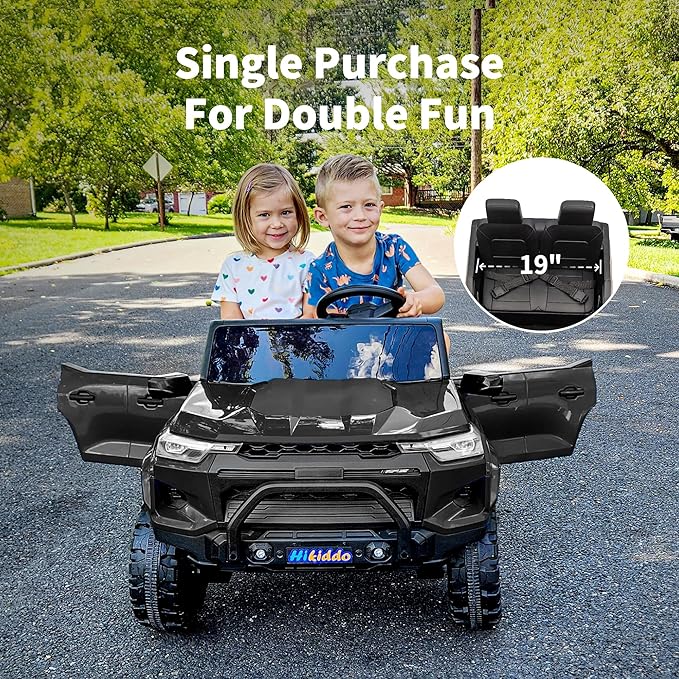 24V 2 Seater Ride on Toy for Big Kids, Electric SUV Kids Car to Drive w/Parent Remote, 2WD/4WD Switchable - Black-BubblyBeeBaby