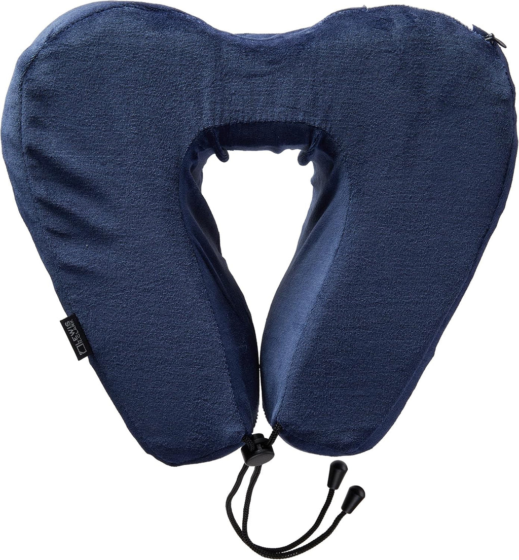 Lewis N. Clark Contoured Memory Foam Hexform Travel Cervical Neck Pillow for Shoulder & Neck Pain, Airplane, Camping, Kids & Adults, Premium, Navy