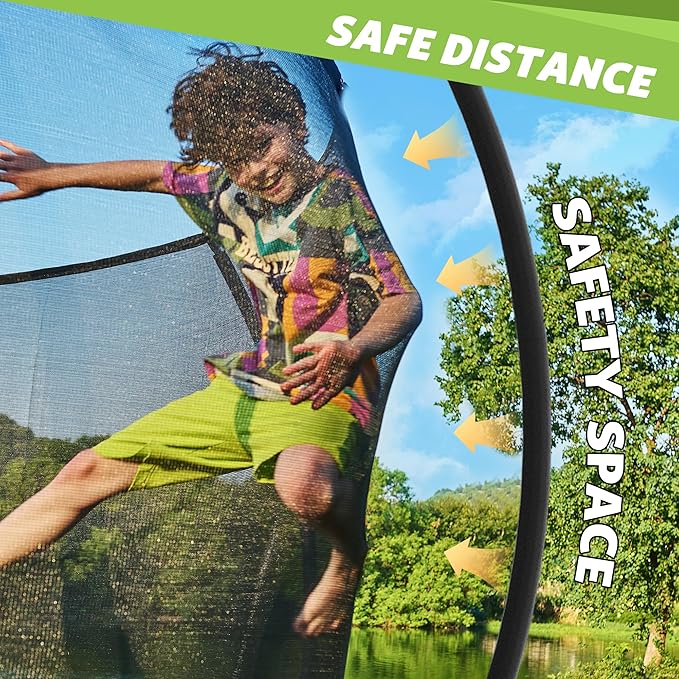 14FT 12FT 10FT 16FT Trampoline with Safety Enclosure, Anti-Rust Coating – ASTM Certified, Heavy-Duty Outdoor Trampoline with Ladder – for Kids & Adults-BubblyBeeBaby