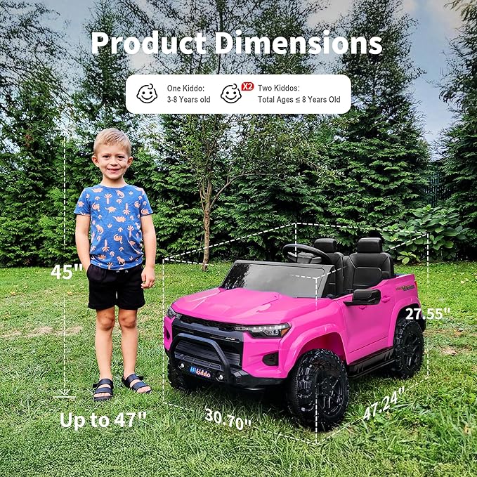 24V 2 Seater Ride on Toy for Big Kids, Electric SUV Kids Car to Drive w/Parent Remote, 2WD/4WD Switchable - Pink-BubblyBeeBaby