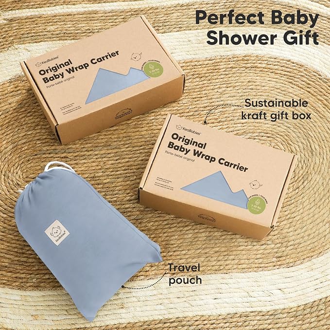 KeaBabies Baby Wrap Carrier - All in 1 Original Baby Carrier Newborn to Toddler Sling, Easy to Wear, Hands Free Bonding, Lightweight, Breathable Infant Wraps (Powder Blue)-BubblyBeeBaby