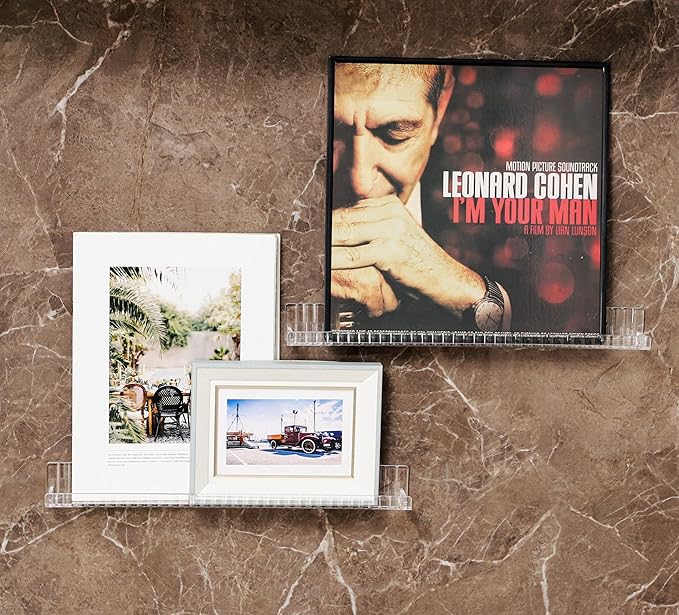 IEEK 6 PCS Acrylic Floating Bookshelf for Kids Room,15 Inch Modern Picture Ledge Display Shelf with Detachable Baffle,Nail Polish Rack Vertical Striped Wall Shelves for Wall Decor and Storage,Clear-BubblyBeeBaby