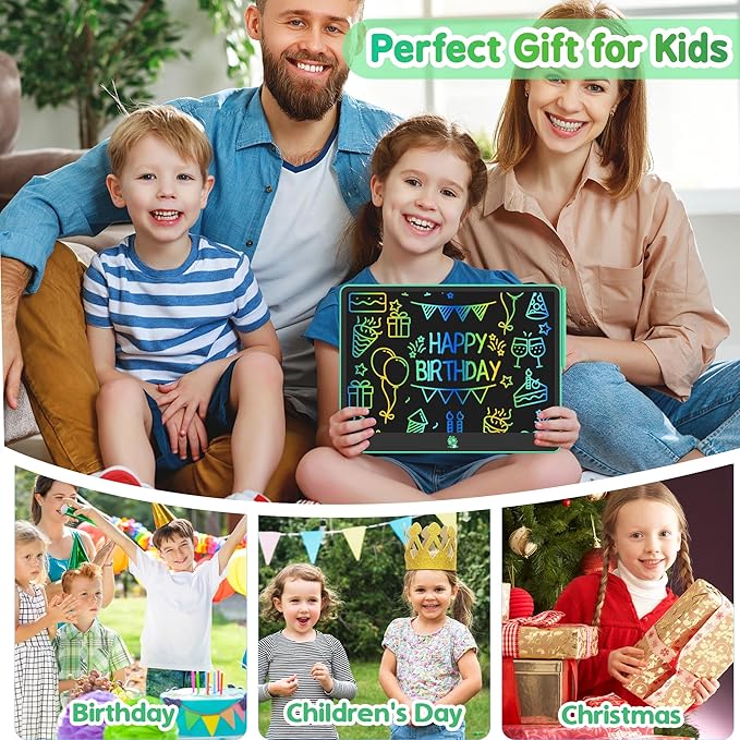 Hockvill LCD Writing Tablet for Kids, Toys for Girls Boys Drawing Pad for 3 4 5 6 7 Year Old Kid, Toddler Doodle Board Christmas Birthday for Children (16 INCH, Green)-BubblyBeeBaby