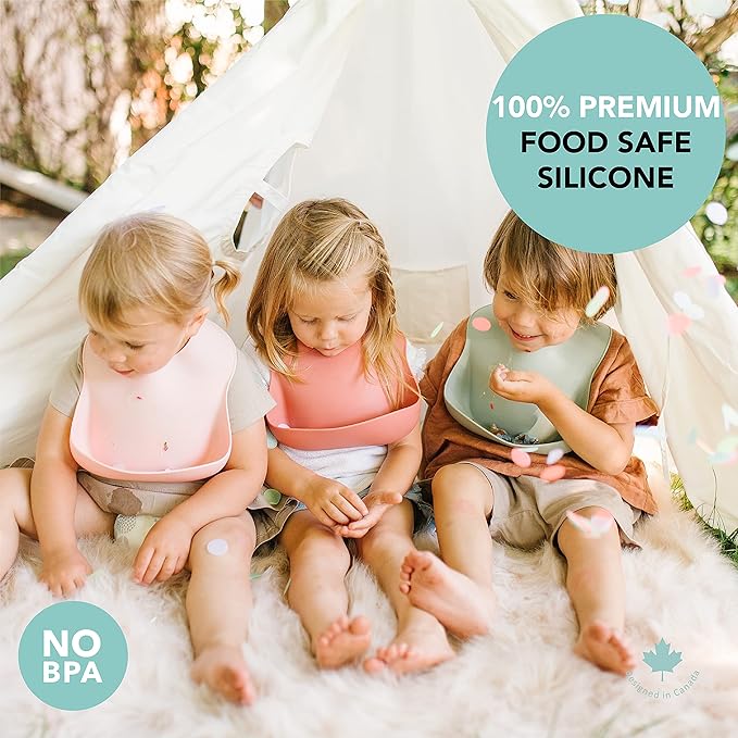 Loulou Lollipop Soft, Waterproof Silicone Feeding Bib-BubblyBeeBaby