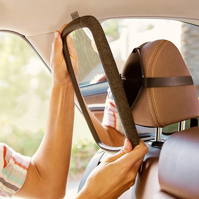 Munchkin Baby Car Mirror for Rear Facing Car Seats, Pivot 360 Baby in-Sight Adjustable Auto Mirror, Black, 2 Pack-BubblyBeeBaby