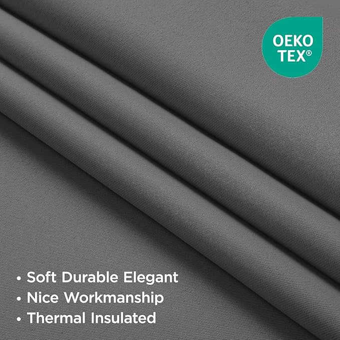 Joydeco 72 Inch Blackout Curtains for Bedroom, Thermal Insulated Black Out Curtains 2 Panels Set, Room Darkening Drapes for Living Room Window Rod Pocket Back Tab (W37 x L72 Inch, Light Grey)-BubblyBeeBaby