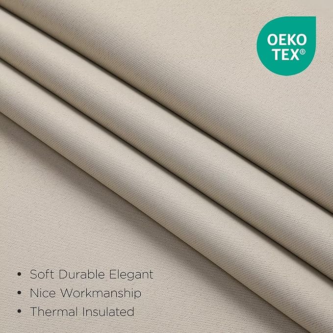 Joydeco Blackout Curtains 96 Inches Long, Thermal Insulated Black Out Curtains 2 Panels Set for Bedroom, Room Darkening Drapes for Living Room Window (W37 x L96 Inch, Light Beige)-BubblyBeeBaby