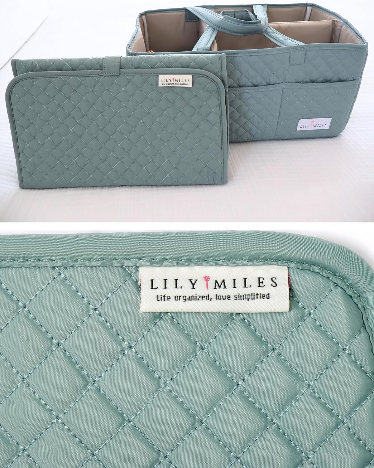 Lily Miles Baby Changing Pad Portable, Diaper Changing Mat with Magnetic Latches, Travel Pad for Diaper Bag, Baby Essentials, Wipeable & Waterproof Mat (Willow Green, Regular)
