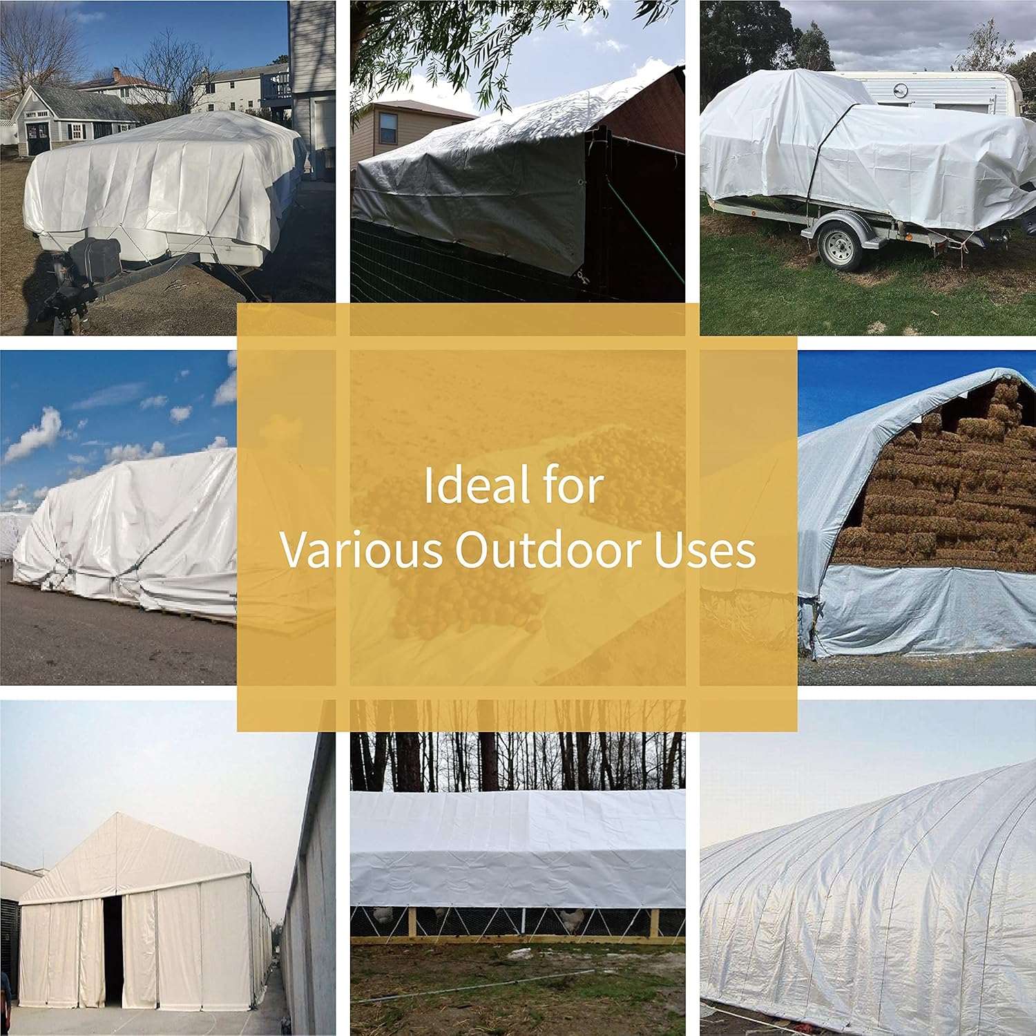 GUARD SHIELD Tarp White 12x12 Feet Multi Purpose Waterproof Poly Tarp Cover 5mil