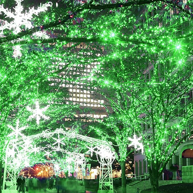 HOME LIGHTING 200 LED 66FT Christmas String Lights, St Patricks Day Fairy Lights with 8 Lighting Modes, String Mini Light Plug in for Indoor Outdoor Tree Garden Wedding Party Decoration, Green-BubblyBeeBaby