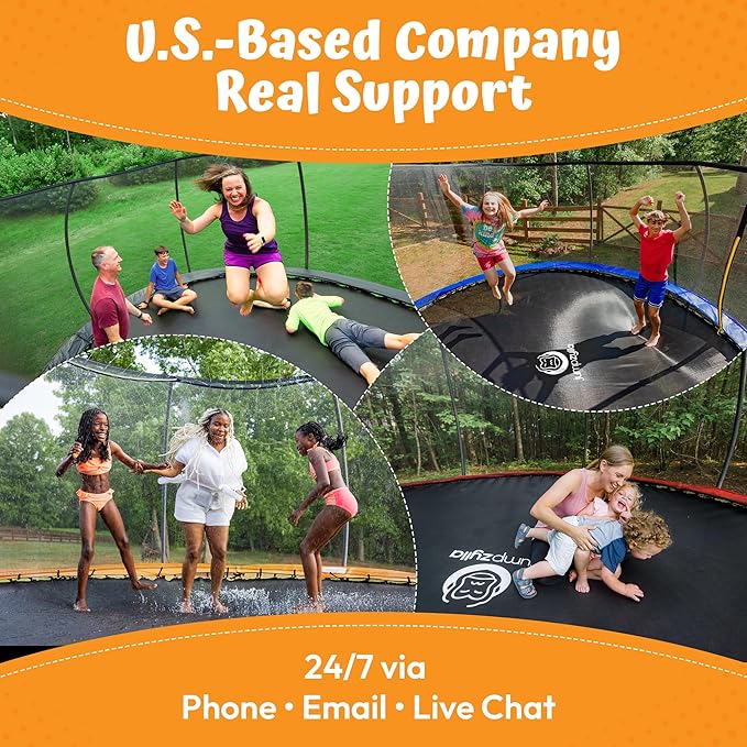 JUMPZYLLA Trampoline Outdoor 8FT 10FT 12FT 14FT 15FT 16FT with Enclosure and Ladder, ASTM Approved Recreational Trampoline for Kids and Adults, Anti-Rust Coated Frame-BubblyBeeBaby
