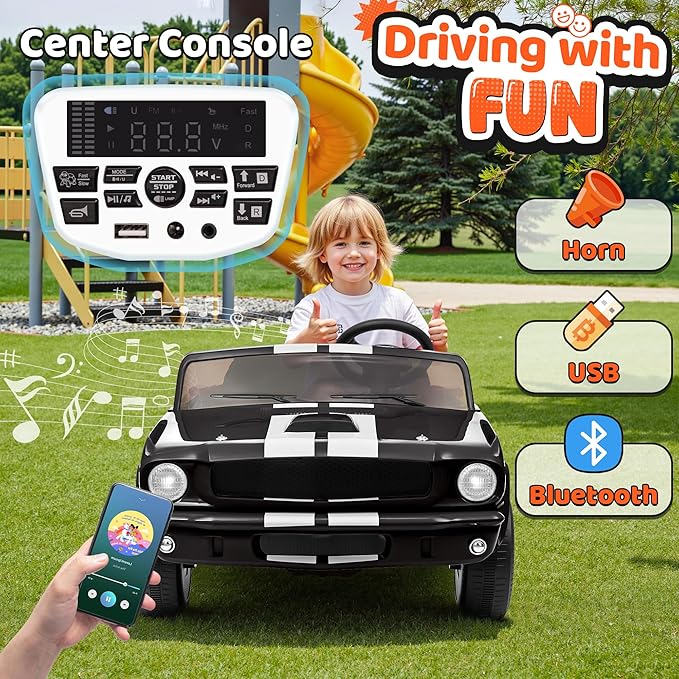 24V 2 Seater Ride on Toys, Licensed Shelby Cobra Kids Power Car Wheeler Ride On Toy w/ 2WD/4WD Switchable, Remote Control, 19" Spacious Seat, 4 Spring Suspension, Music, Bluetooth-BubblyBeeBaby