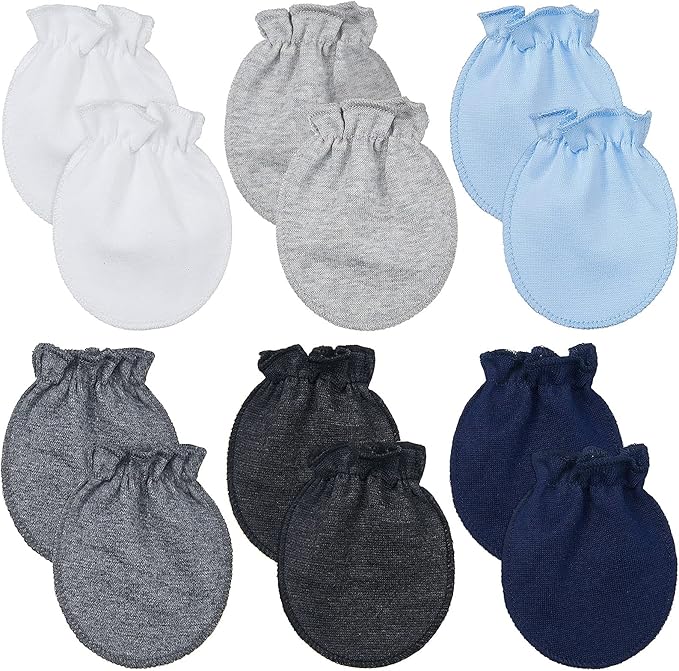 Syhood 6 Pairs Newborn Baby Mittens Cotton No Scratch Infant Gloves Mitten for Baby 0-6 Months Boys Girls-BubblyBeeBaby