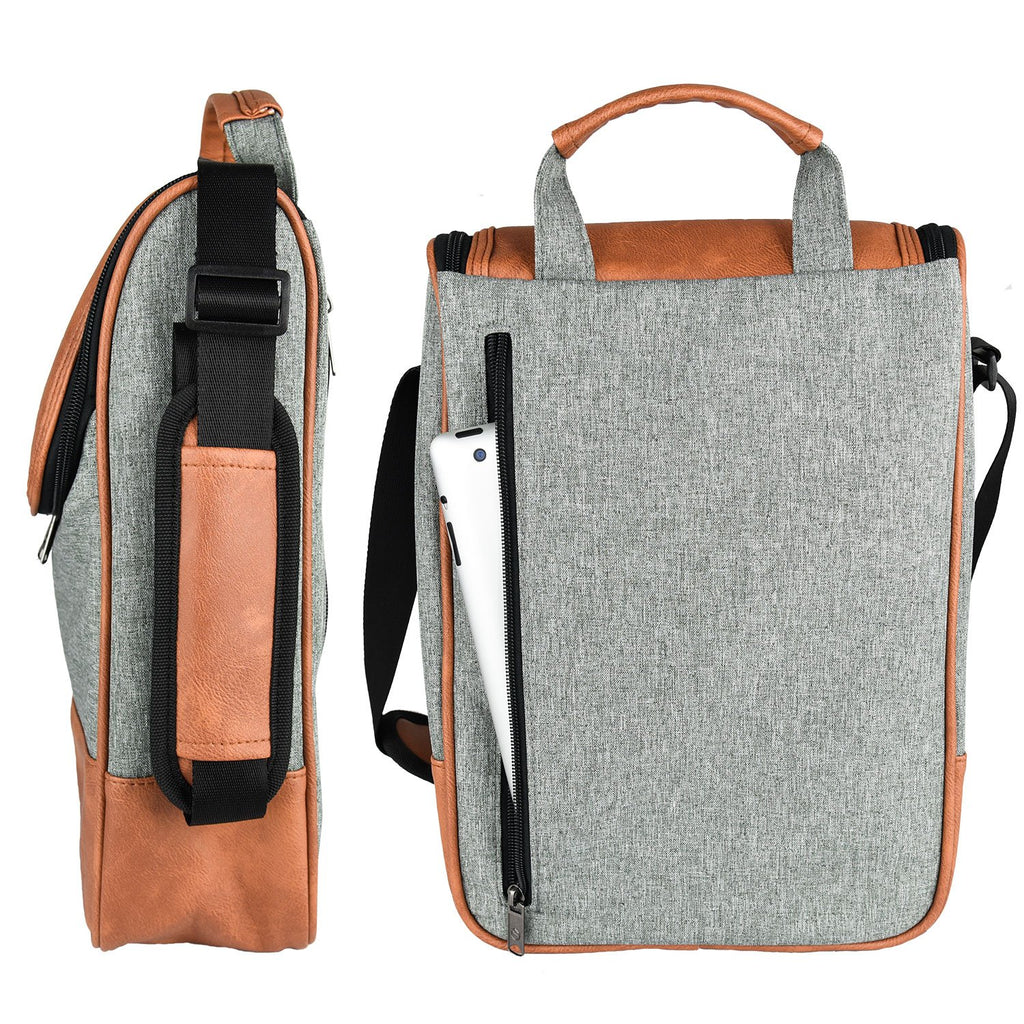 Freshore® Wine Leather Tote Cooler Insulated Bag - Luxury 2 Bottle Carrier Design For Lunch/Travel - Idea Gift For Women/Man (Reserve Place For Corkscrew Opener, Light Brown)