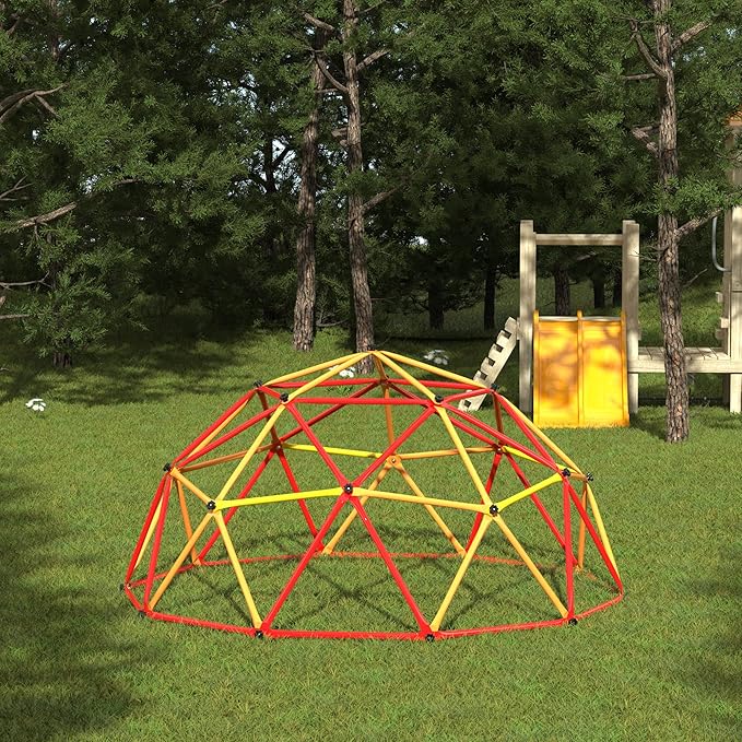 JAXPETY Climbing Dome, 7FT Outdoor Jungle Gym for Kids Ages 4-8, Toddler Monkey Bars for Backyard, Doorway Playground Climbing Structures for Toddler Climbing, Montessori Climbing Set for Dome Climber-BubblyBeeBaby