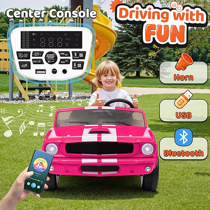 24V 2 Seater Ride on Toys, Licensed Shelby Cobra Kids Power Car Wheeler Ride On Toy w/ 2WD/4WD Switchable, Remote Control, 19" Spacious Seat, 4 Spring Suspension, Music, Bluetooth-BubblyBeeBaby
