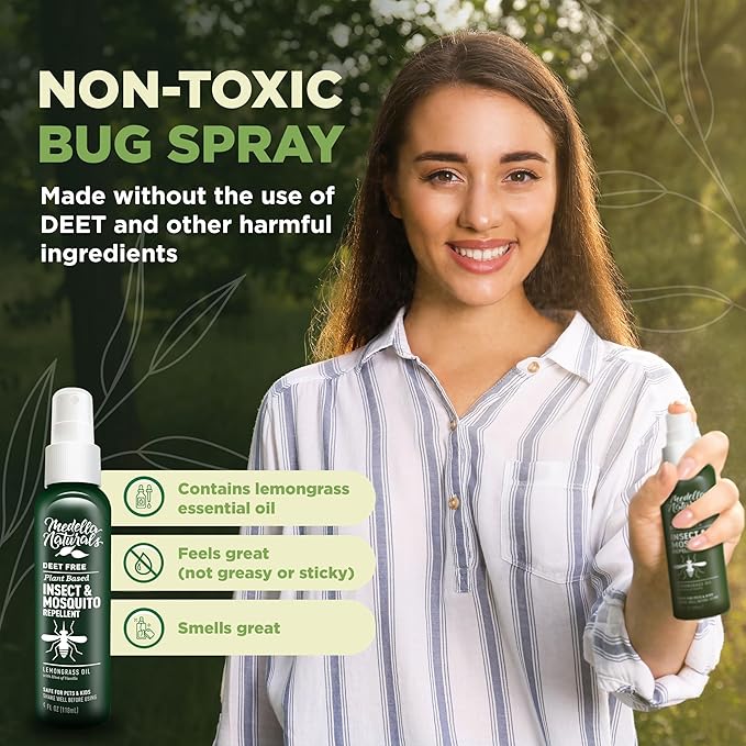 Insect & Mosquito Repellent, DEET-Free Naturally Derived Formula, Kid and Pet Friendly, Made in The USA, 4 Ounce Spray Bottle-BubblyBeeBaby