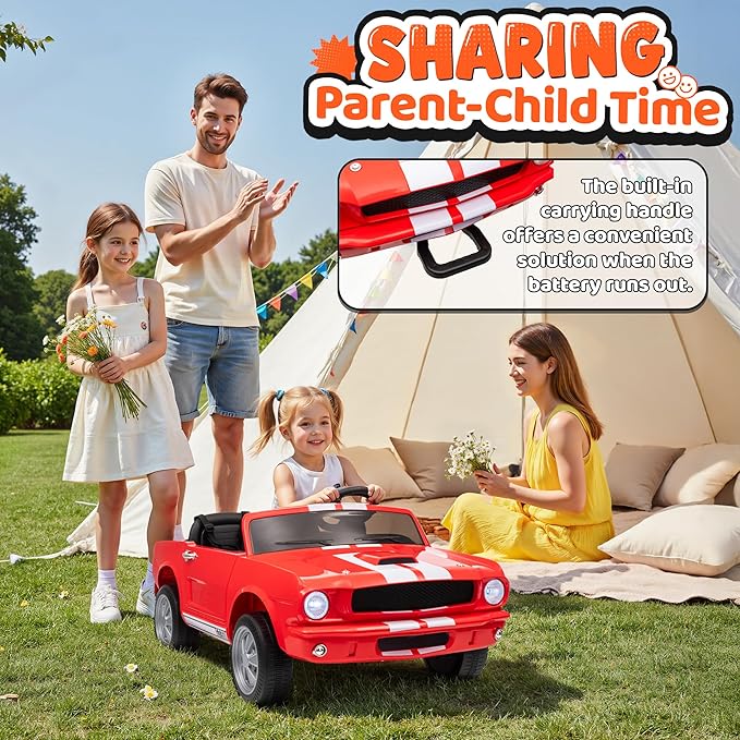 24V 2 Seater Ride on Toys, Licensed Shelby Cobra Kids Power Car Wheeler Ride On Toy w/ 2WD/4WD Switchable, Remote Control, 19" Spacious Seat, 4 Spring Suspension, Music, Bluetooth-BubblyBeeBaby